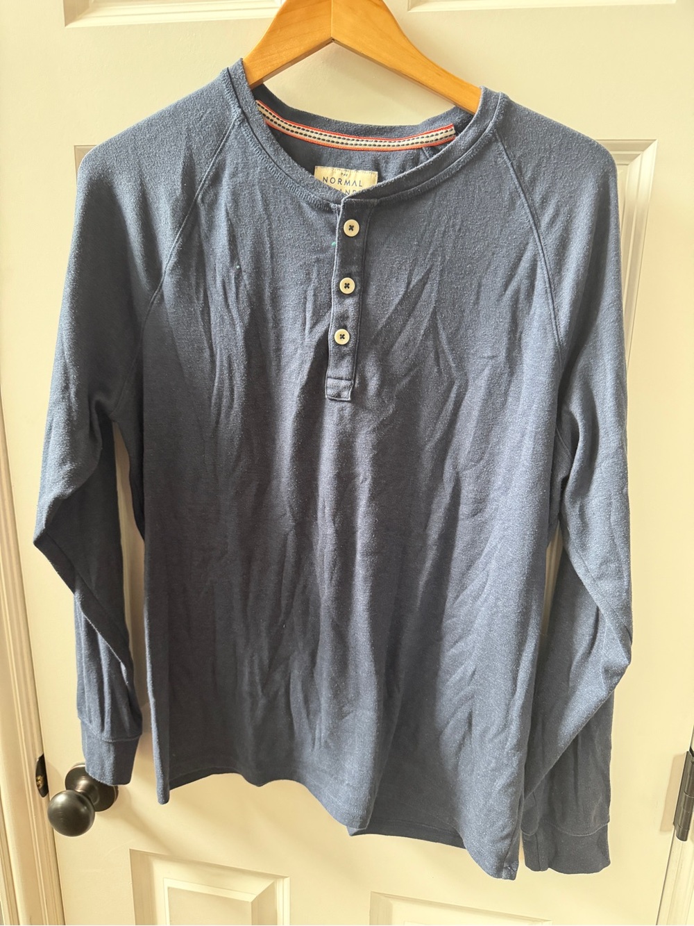 The Normal Brand Men's Long-Sleeve Henley in Denim Blue